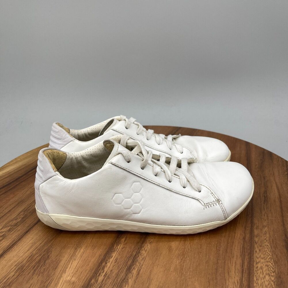 Vivobarefoot Geo Court Shoes Womens Size 7 / 37 White Leather Casual Minimalist